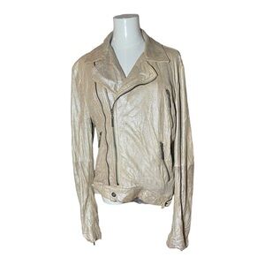 Just Cavalli Metallic Leather Moto Jacket